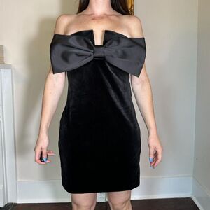 Express Strapless Black Mini Dress with Large Bow Size Medium NWT